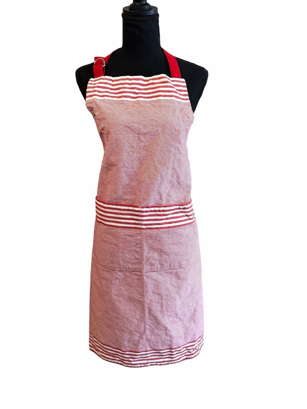 Unisex Adult Sized Williams Sonoma Bay Red & White Stripe Cotton Apron